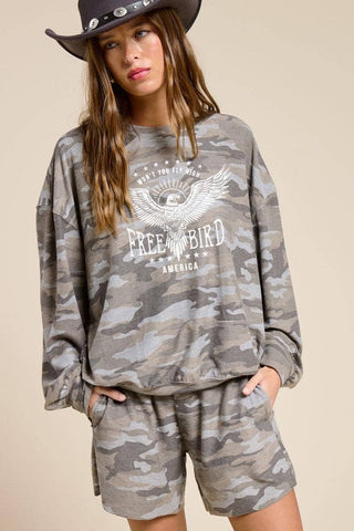 Free Bird America Fly High Graphic French Terry Pullover