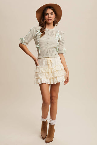 The Lace Tiered Shorts with Ruffle Details