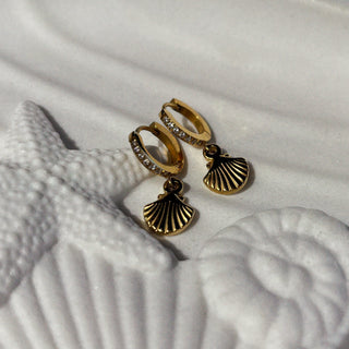 Seashell Drop Crystal Huggies