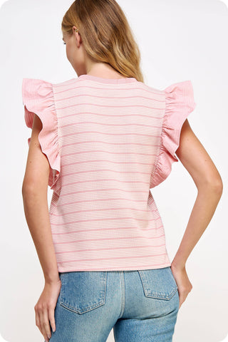 The Allie Stripe Top-stitch Knit Top