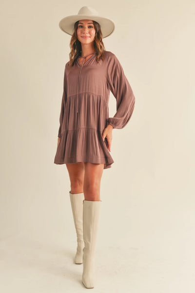 Reset By Jane- Heather Long Sleeve Satin Dress