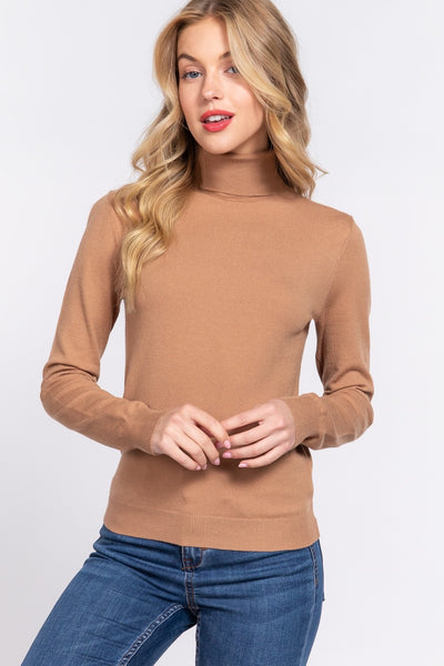 Long Sleeve Viscose Turtle Neck Sweater