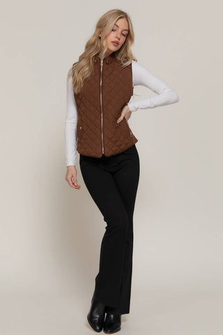 The Piping Detail Rib Quilted Padding Vest
