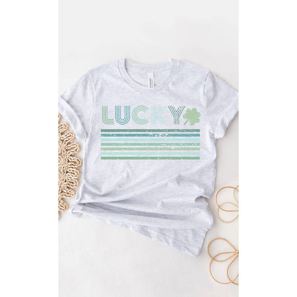 Retro Distressed Lucky Stripe Shamrock Graphic Tee