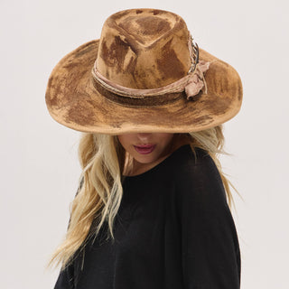 Rustic Cowgirl Feather and Band Fedora Hat