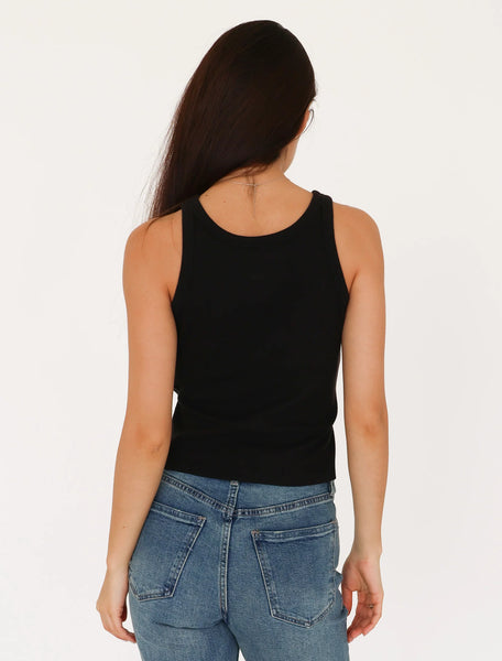 Dear John- Tamia Cropped Racerback Tank- Black