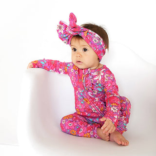 Gigi and Max - Posie RUFFLE ZIP Bamboo One Piece Floral Baby Outfit