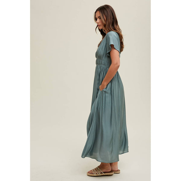 Cynthia Flutter Sleeve Midi Dress