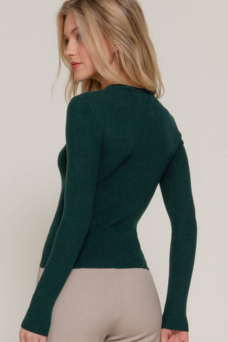 The Long Sleeve Crew Neck Viscose Rib Sweater