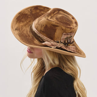 Rustic Cowgirl Feather and Band Fedora Hat