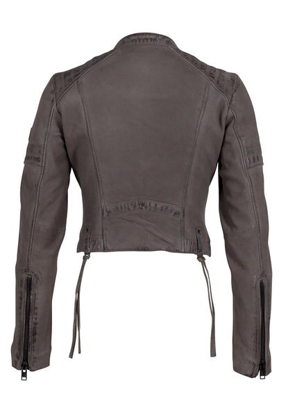 Mauritius- Amyna Leather Jacket- Grey