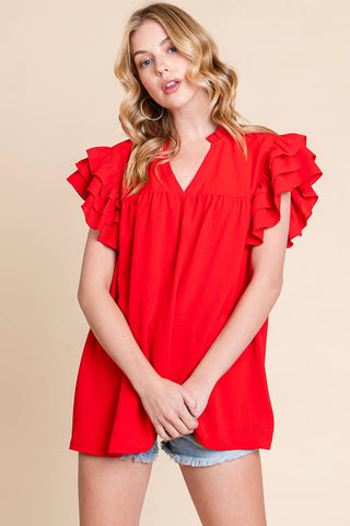 The Classic -RUFFLE SLEEVE BLOUSE