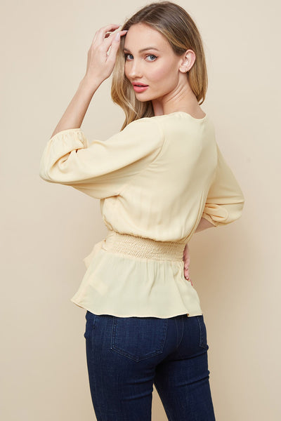 Melinda Smocked Waist Sash Blouse