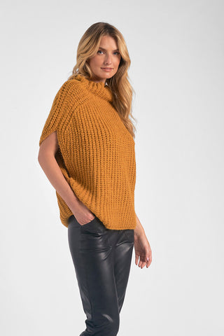 Elan Mustard Cowl Neck Sweater