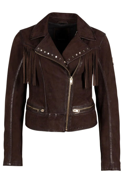 Mauritius- Fanny Leather Jacket- Dark Brown