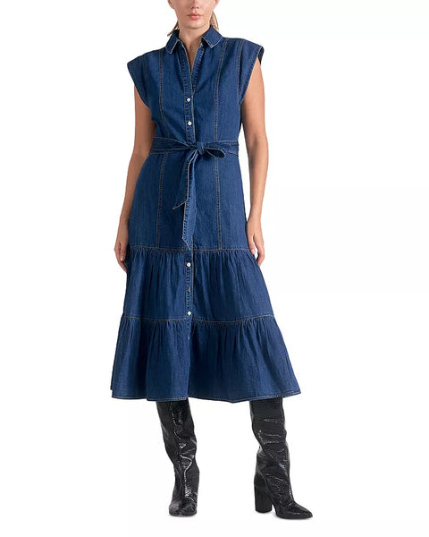 Elan Cap Sleeve Denim Dress