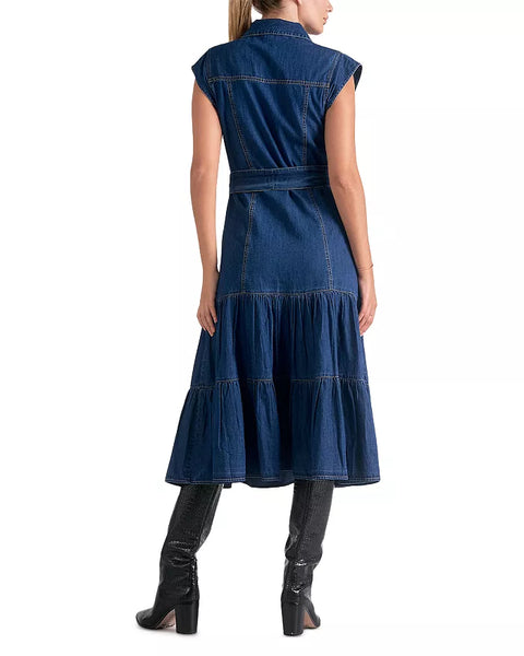 Elan Cap Sleeve Denim Dress