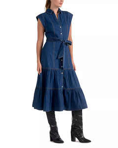 Elan Cap Sleeve Denim Dress