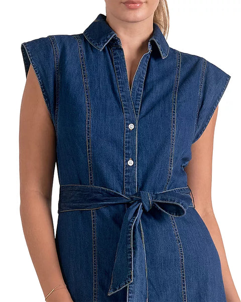 Elan Cap Sleeve Denim Dress