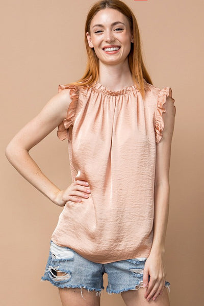 Rachel Ruffle Top- Satin Top