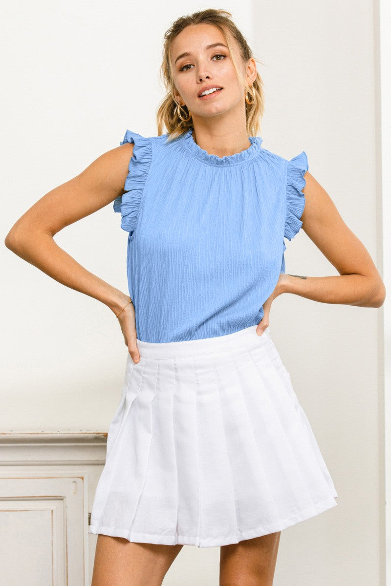 Rachel Ruffle Top- New Blue