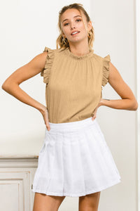 Rachel Ruffle Top- Tan