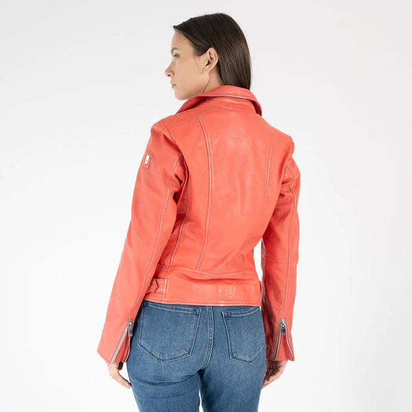 Louzia Leather Moto- Coral