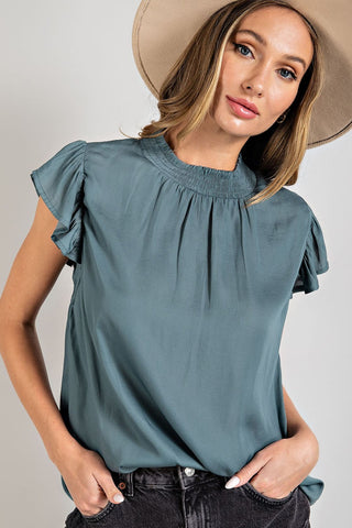 Riley Ruffle Blouse- Dry Herb