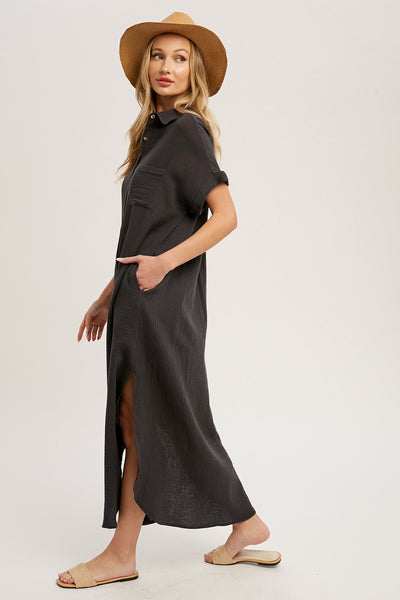 Crystal Cotton Maxi Dress- Ash