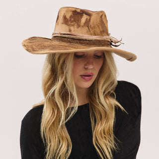 Rustic Cowgirl Feather and Band Fedora Hat