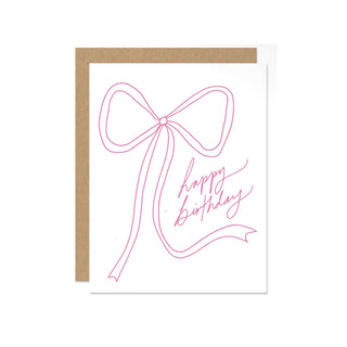 Happy Birthday Pink Bow Greeting Card