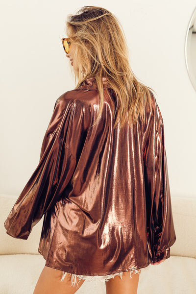 Mona Metallic Shiny Silky Textured Top