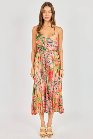 SADIE & SAGE SUNSET RIDGE PLEATED MIDI DRESS