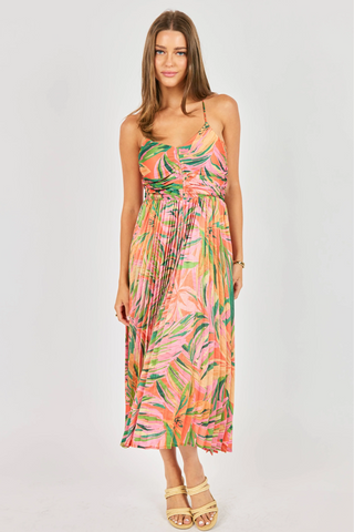 SADIE & SAGE SUNSET RIDGE PLEATED MIDI DRESS