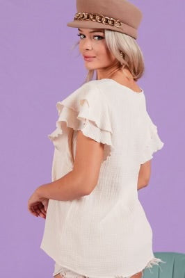 Ryan Ruffle Gauze Top