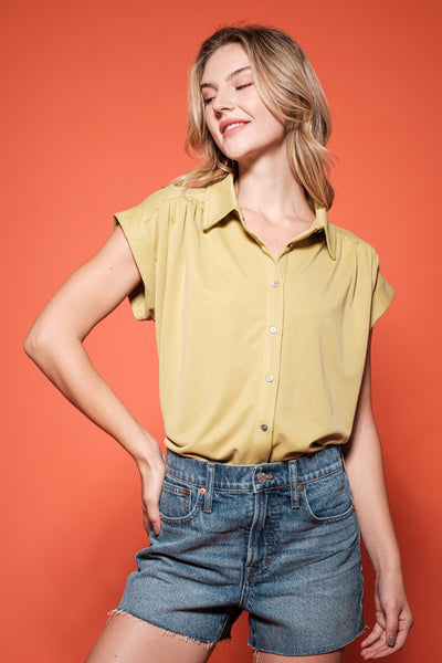 Rolan Short Sleeve Collared Top- Kiwi