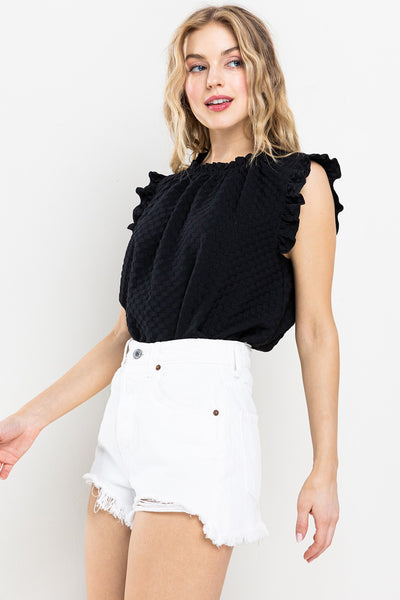 Rachel Ruffle Top- Textured Black