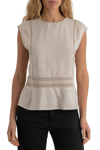 Carly Cap Sleeve Crochet Top by Kut From The Kloth