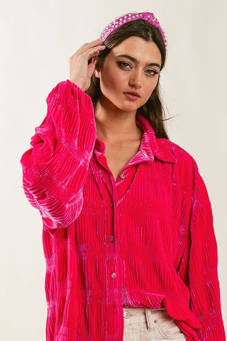 Wren Wrinkle Effect Velvet Shirt