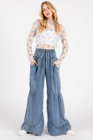 THE PALAZZO CHAMBRAY PANTS