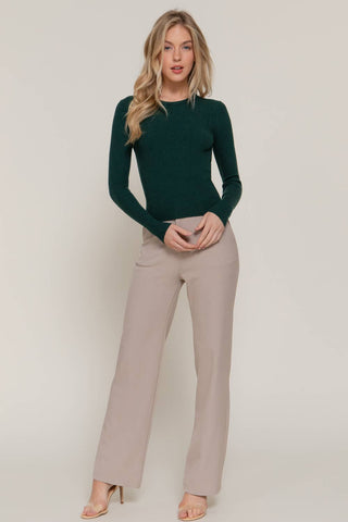 The Long Sleeve Crew Neck Viscose Rib Sweater