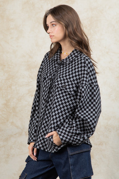 Chelly Double Knit Checkered Shacket