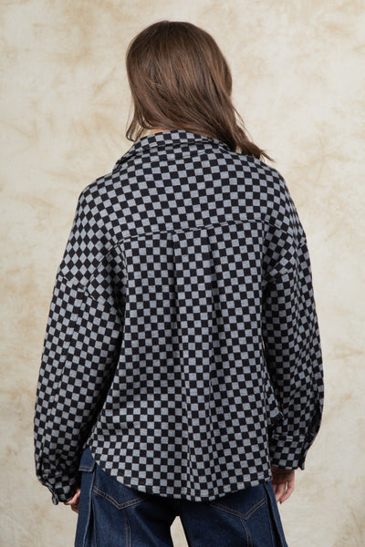 Chelly Double Knit Checkered Shacket