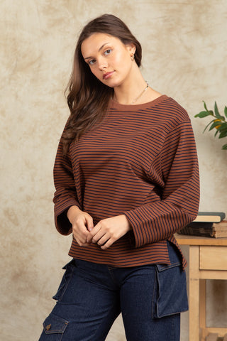 Chantel French Terry Stripe Casual Top