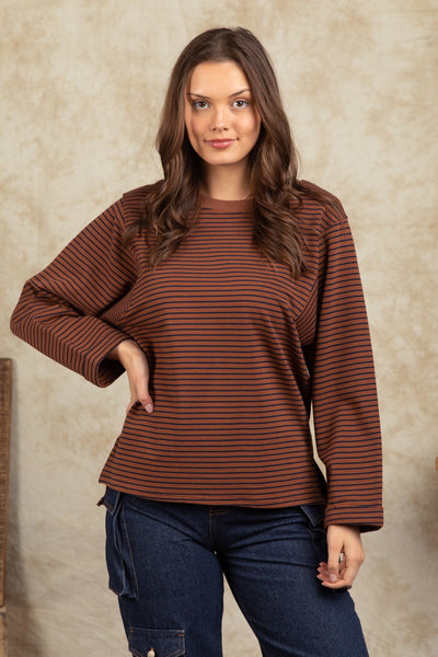 Chantel French Terry Stripe Casual Top