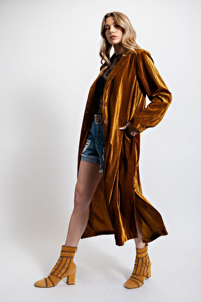 Ice Velvet Maxi Coat- Camel