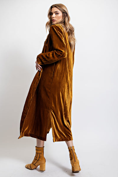 Ice Velvet Maxi Coat- Camel