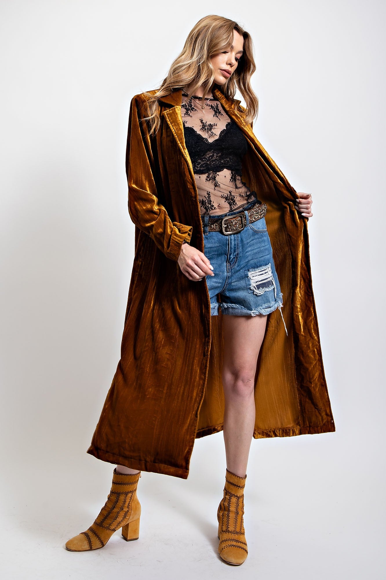 Ice Velvet Maxi Coat- Camel