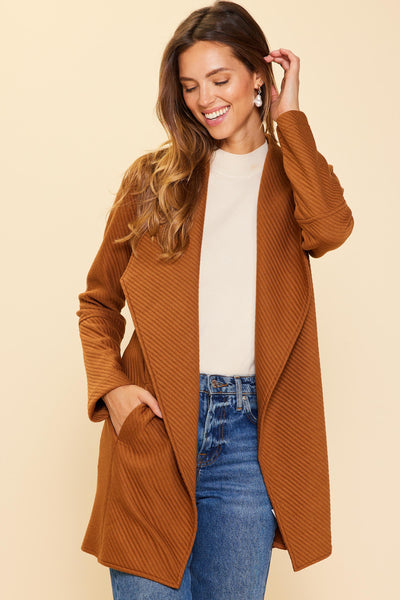 Karinna- Open Front Quilted Jacket- Camel