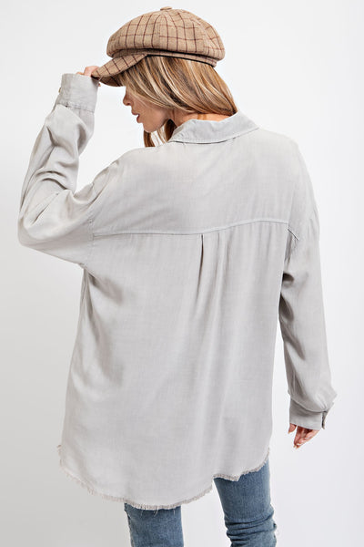 Glenda Mineral Wash Button Down- Gentle Grey